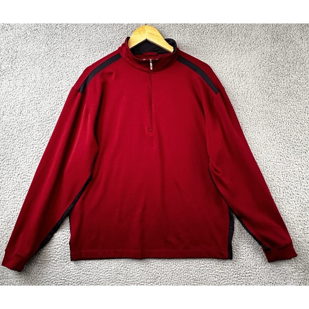 Vintage Nike Golf Dri-Fit Quarter Zip Pullover Sweater Mens Large Red